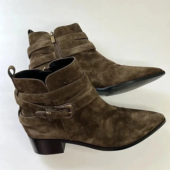 Marc Fisher Yandi Belted Western Suede Booties size 9 1/2 med - Picture 4 of 7